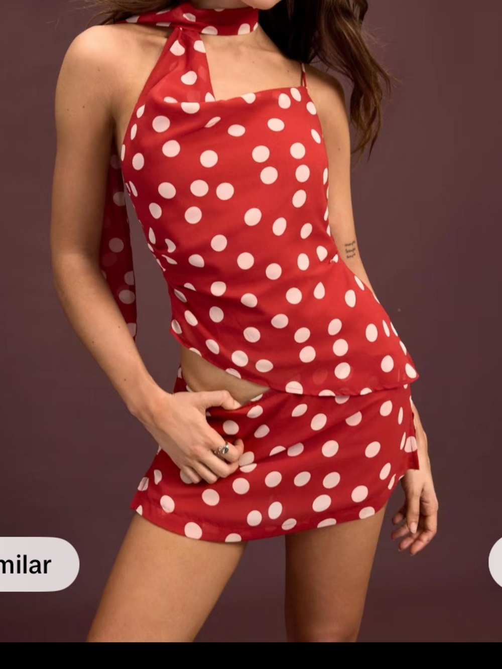 Cider Red Polka Dot Mini skirt with build in shorts